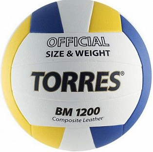 Волейбольный мяч TORRES BM1200 р.5 белый-желтый-синий